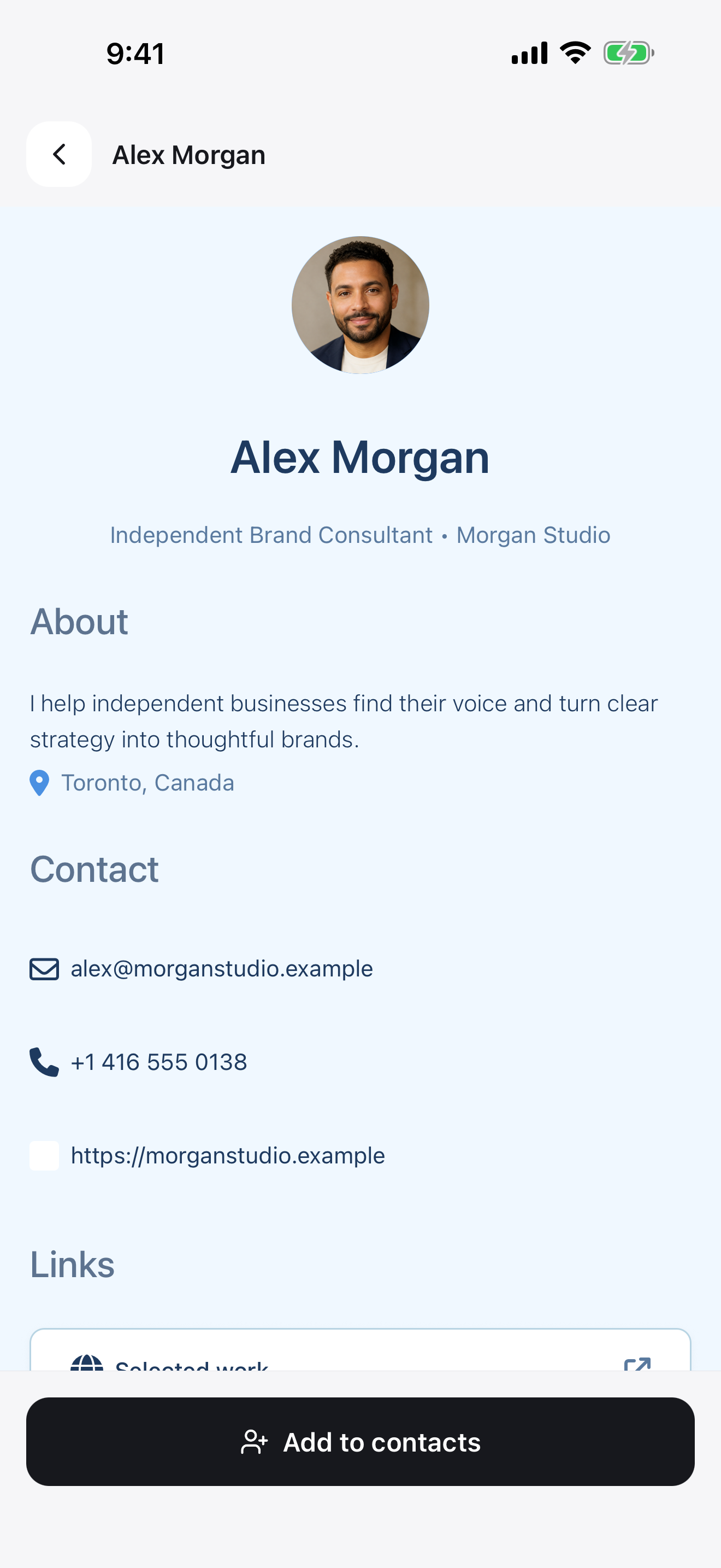 Alex Morgan’s Briove profile with contact details and links