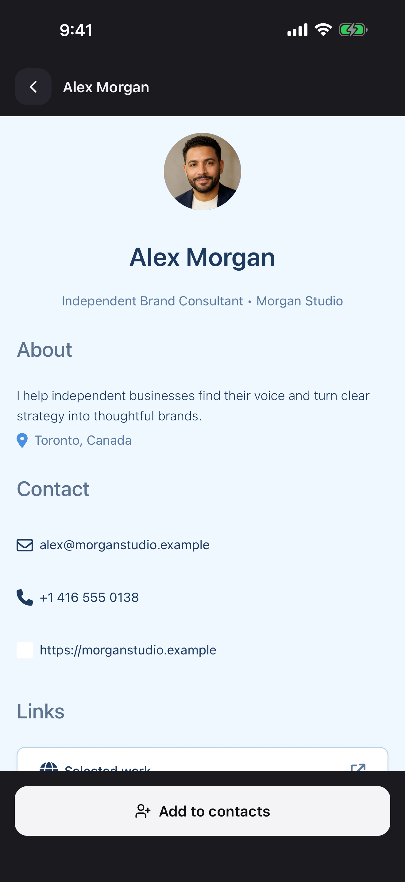 Alex Morgan’s Briove profile with contact details and links